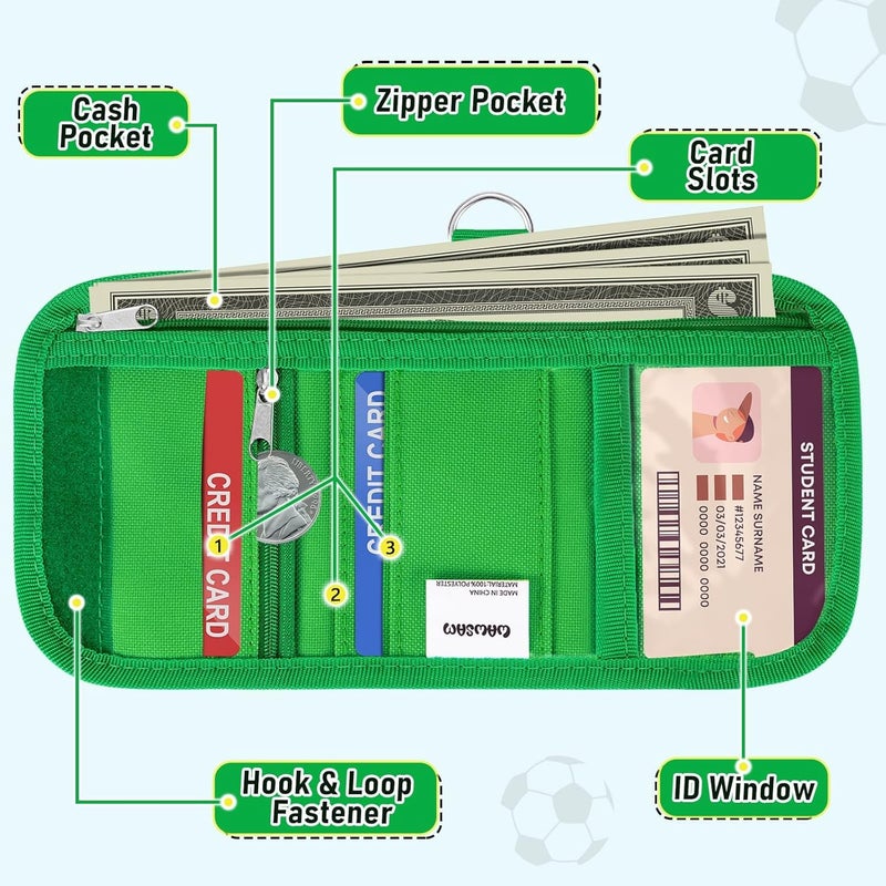 WAWSAM Kids Wallet for Boys, Soccer Trifold Boys Wallet for Kids Ages 4-18, Novelty Wallet with Zippered Coin Pocket and Card Holders Lanyard, Christmas Birthday Gift for Boy Children - Image 4